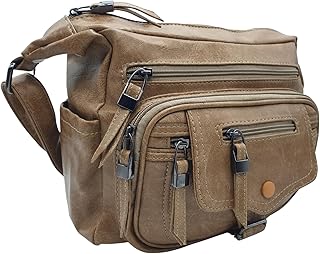 شنطة كروس جلد للنساء من ايسل 1547، شنطة كتف بمقبض علوي مع حزام مثبت، تصميم عصري وانيق، ابعاد 23 × 28 × 10 سم (بني ايه)