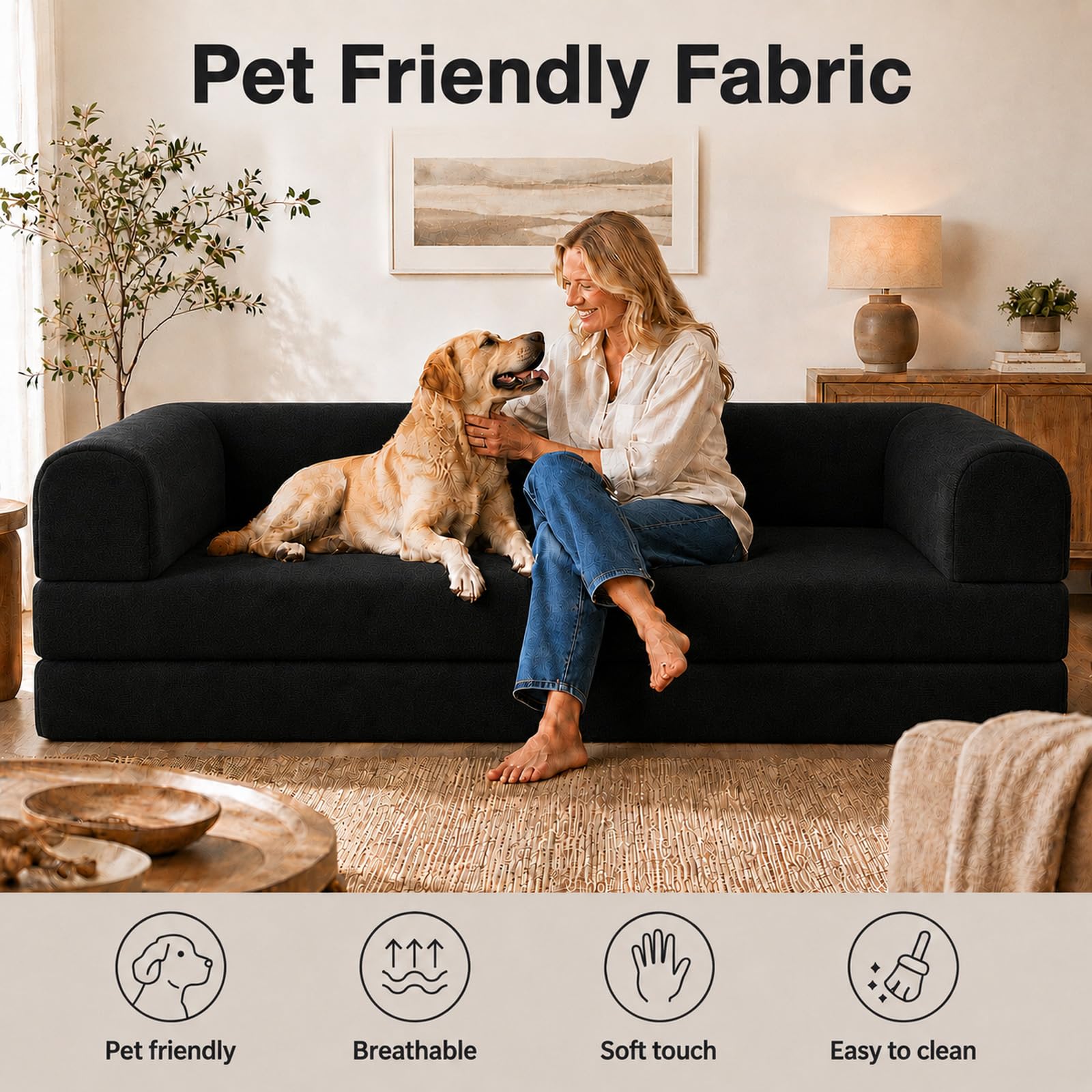 Amazon｜WHGBJA 79インチ 5イン1 コンバーチブルソファベッドカウチ