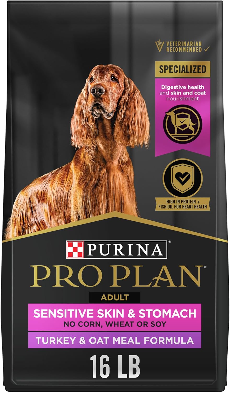 Purina Pro Plan Sensitive Skin and Stomach Dry Dog Food Turkey and Oat Meal - 16 lb. Bag NEW! Turkey & Oat Meal 16 Pound (Pack of 1)