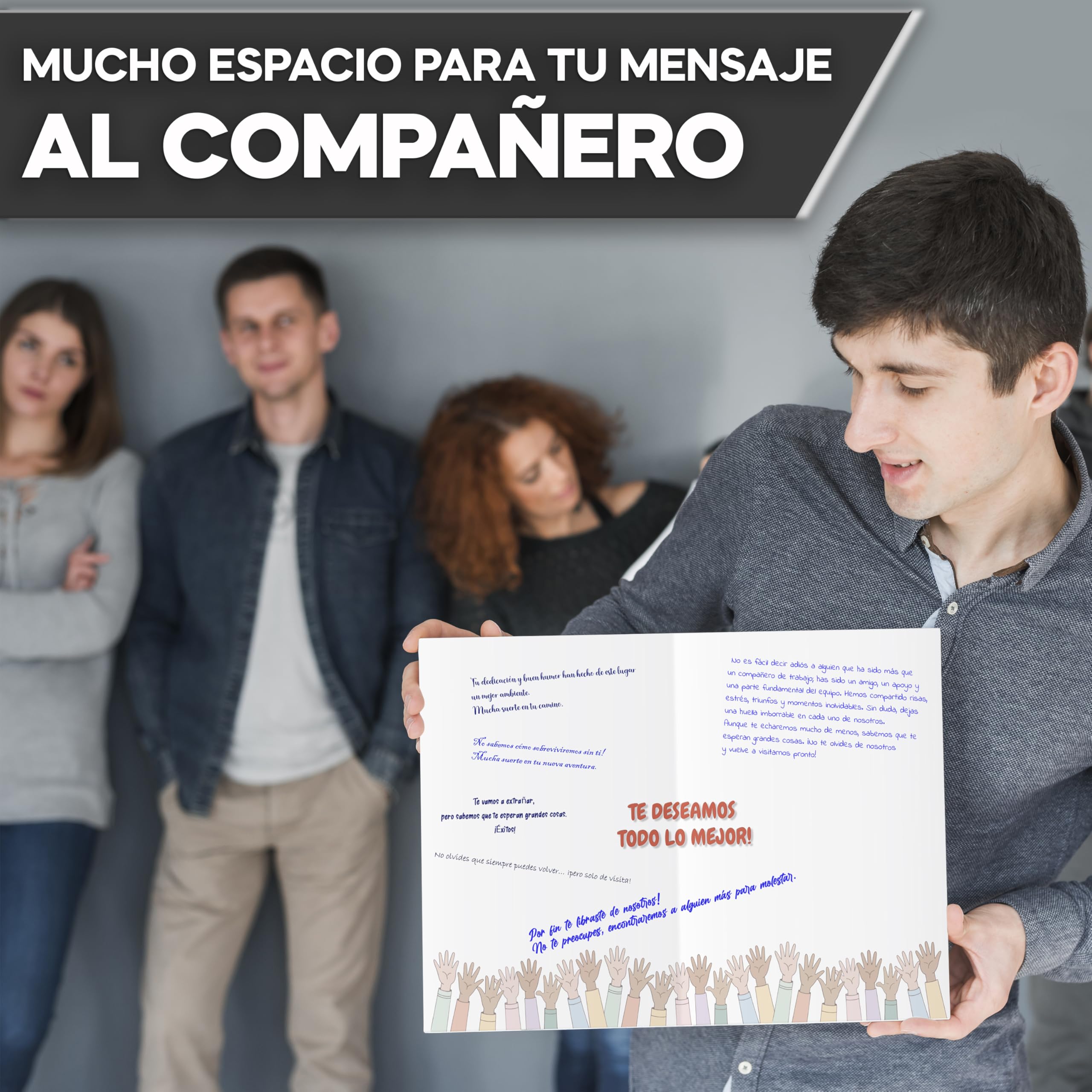 Tarjeta despedida compañero trabajo grande A4 con sobre. Detalles compañeros de trabajo tarjeta regalo despedida (Despedida 4)