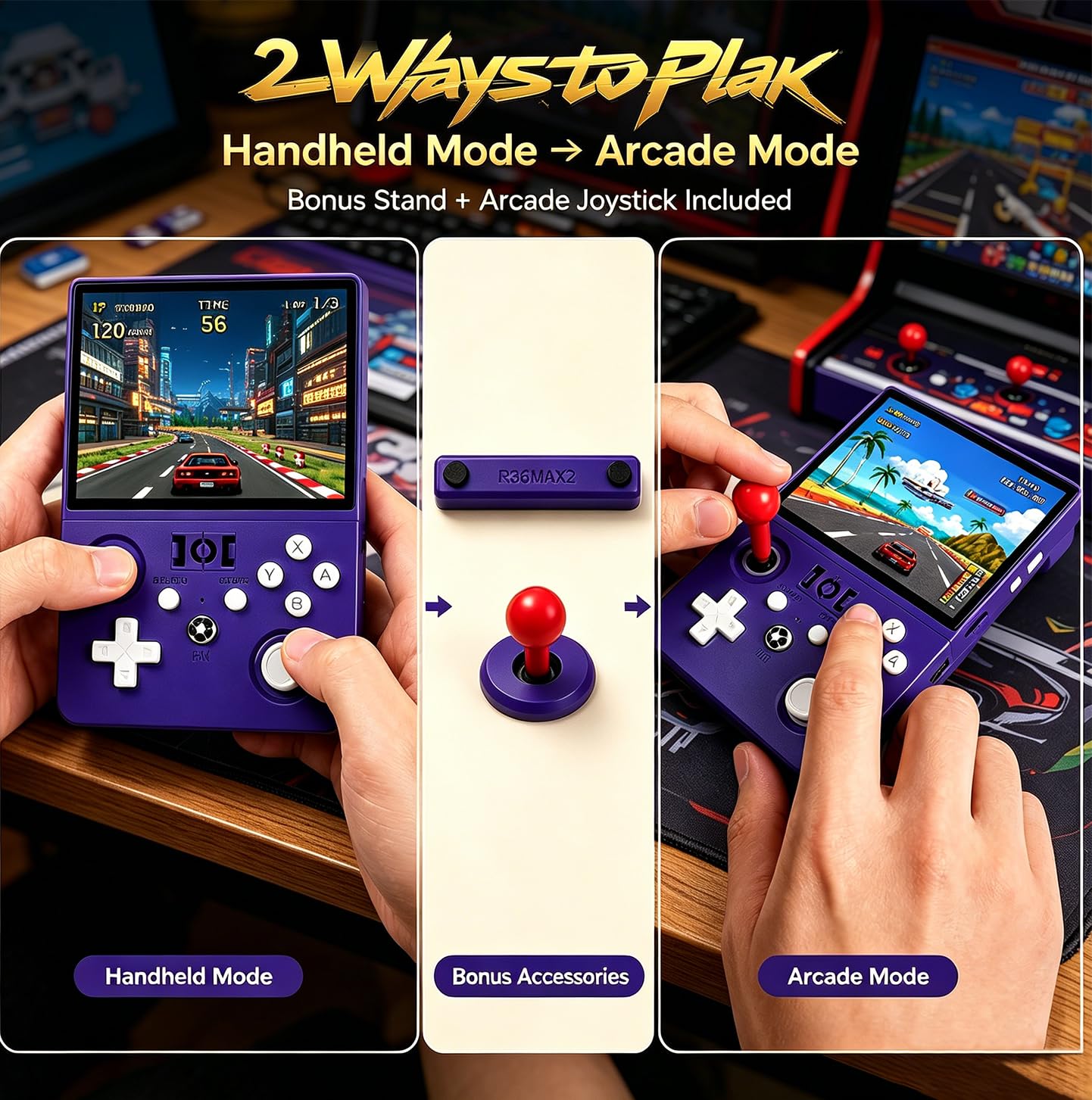 R36MAX Ⅱ 2026 NUOVA console di gioco portatile retrò, schermo IPS ultra grande da 4,5 pollici, console di gioco portatile con scheda TF da 128 G, batteria da 4000 mAh, regalo di intrattenimento di