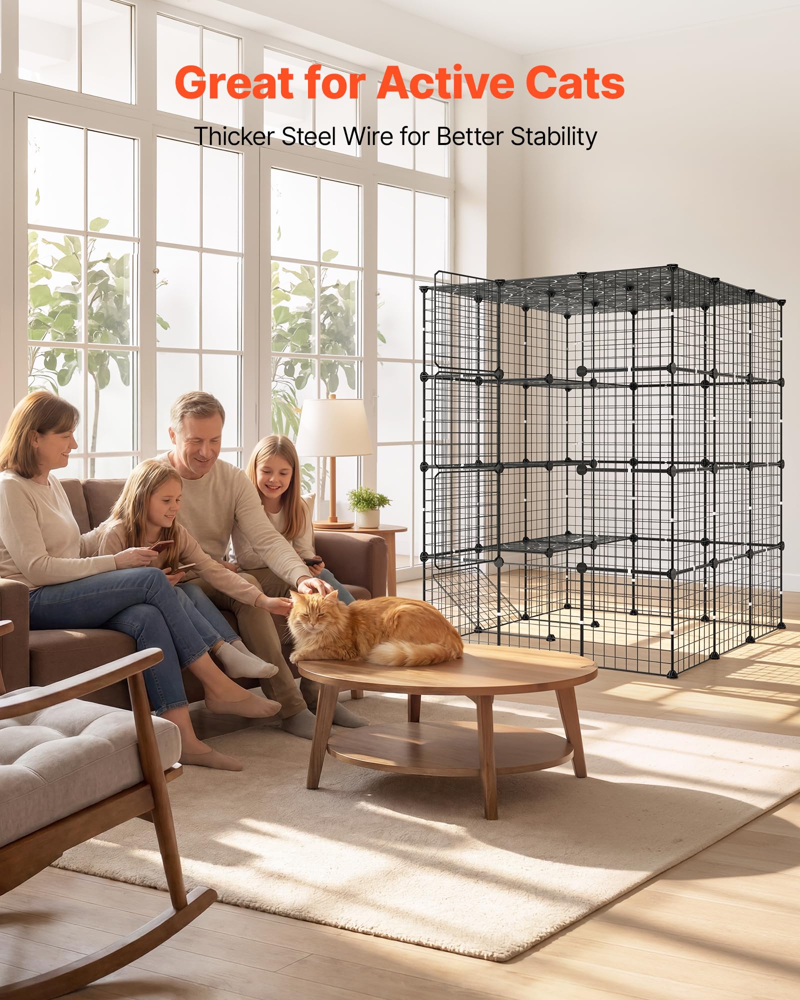 VEVOR Katzenkäfig Katzengehege 4-Stock Katzenauslauf 104,1x104,1x139,7cm