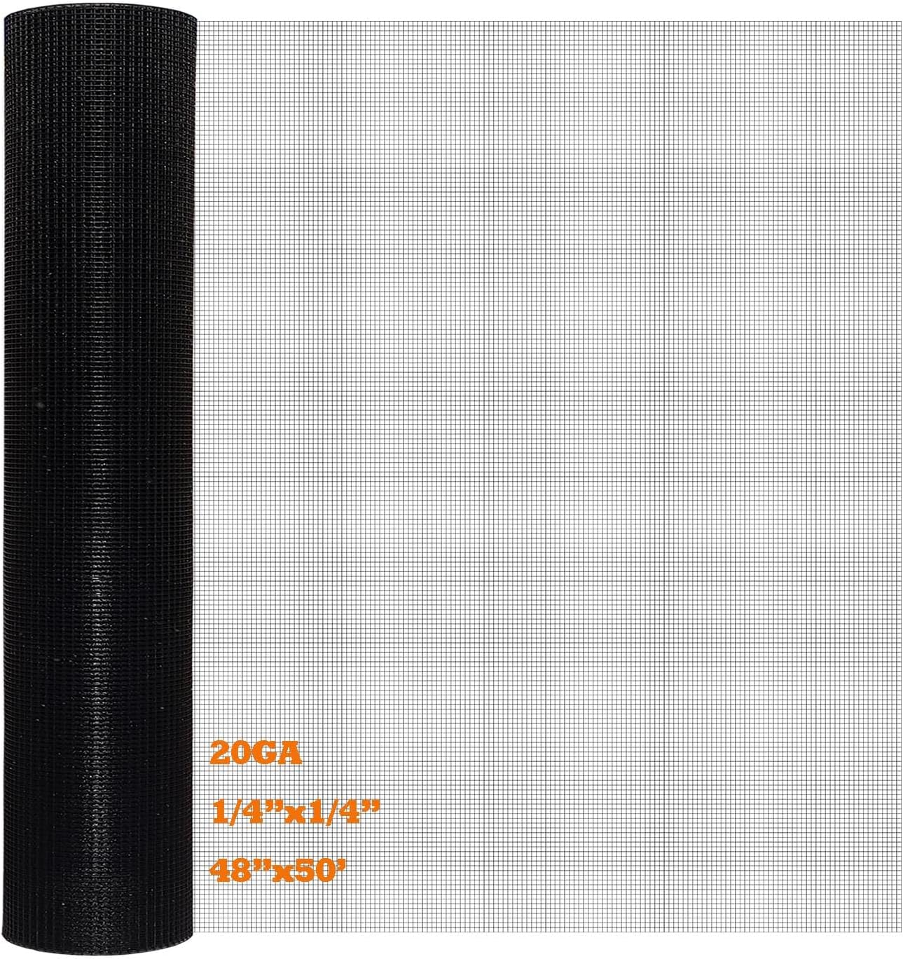 MTB Garden Black PVC Coated Hardware Cloth 48 Inch x 50 Foot 1/4 Inch x 1/4 Inch