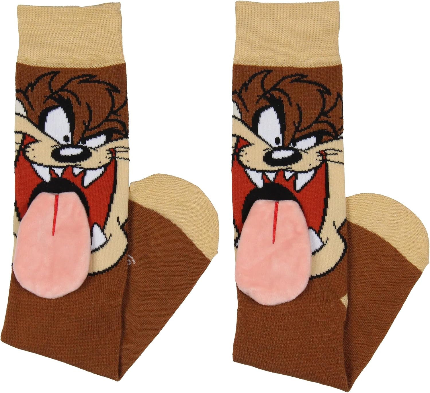 Bioworld Looney Tunes Tasmanian Devil 3D Velvet Tongue Adult Costume Crew Socks - Image 2