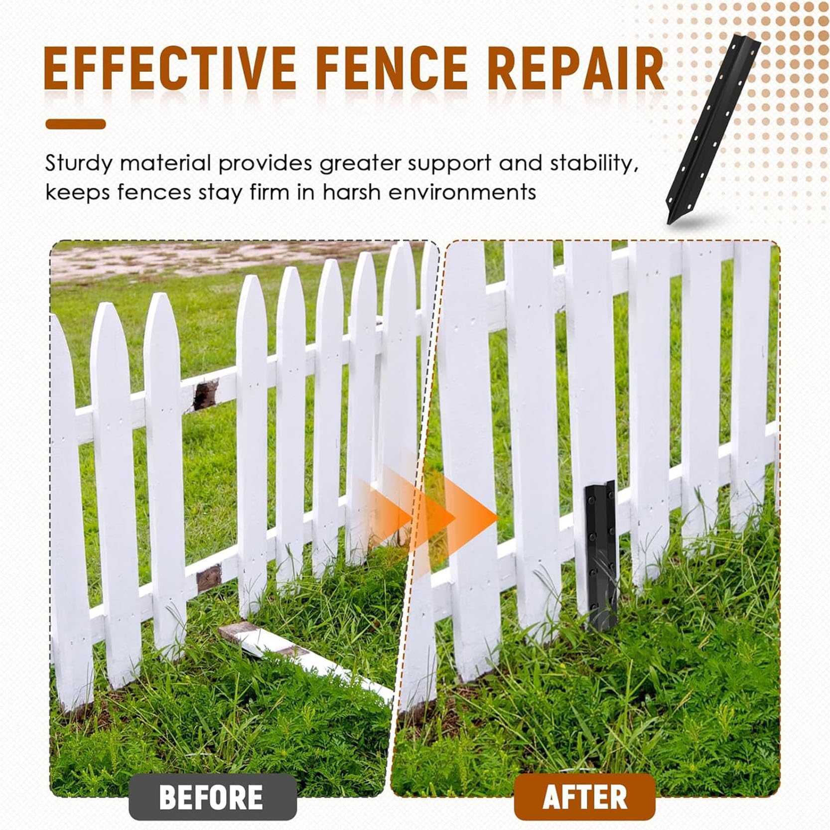 Kit di Riparazione per Pali di Recinzione Ancoraggio per Pali di Recinzione Picchetto da Terra Picchetti di Riparazione in Acciaio Resistente(Color:5pcs)