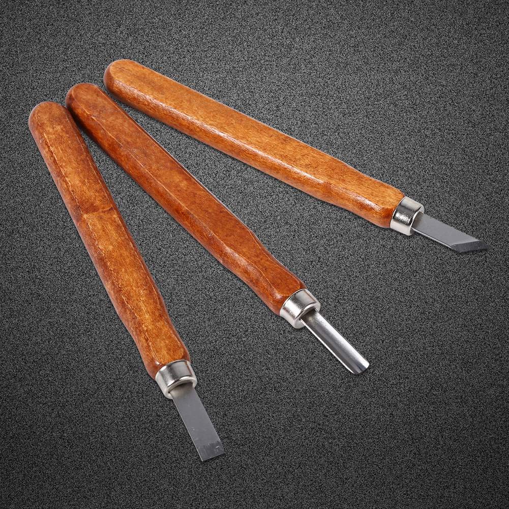 Wood Carving Tools Kit Knife Set - 3Pcs Mini Chisel Steel with Hand Handle for DIY Craft & Sculpture - Ideal Woodcut & Woodwork Tools for Beginners and Enthusiasts (3 Piece Set)