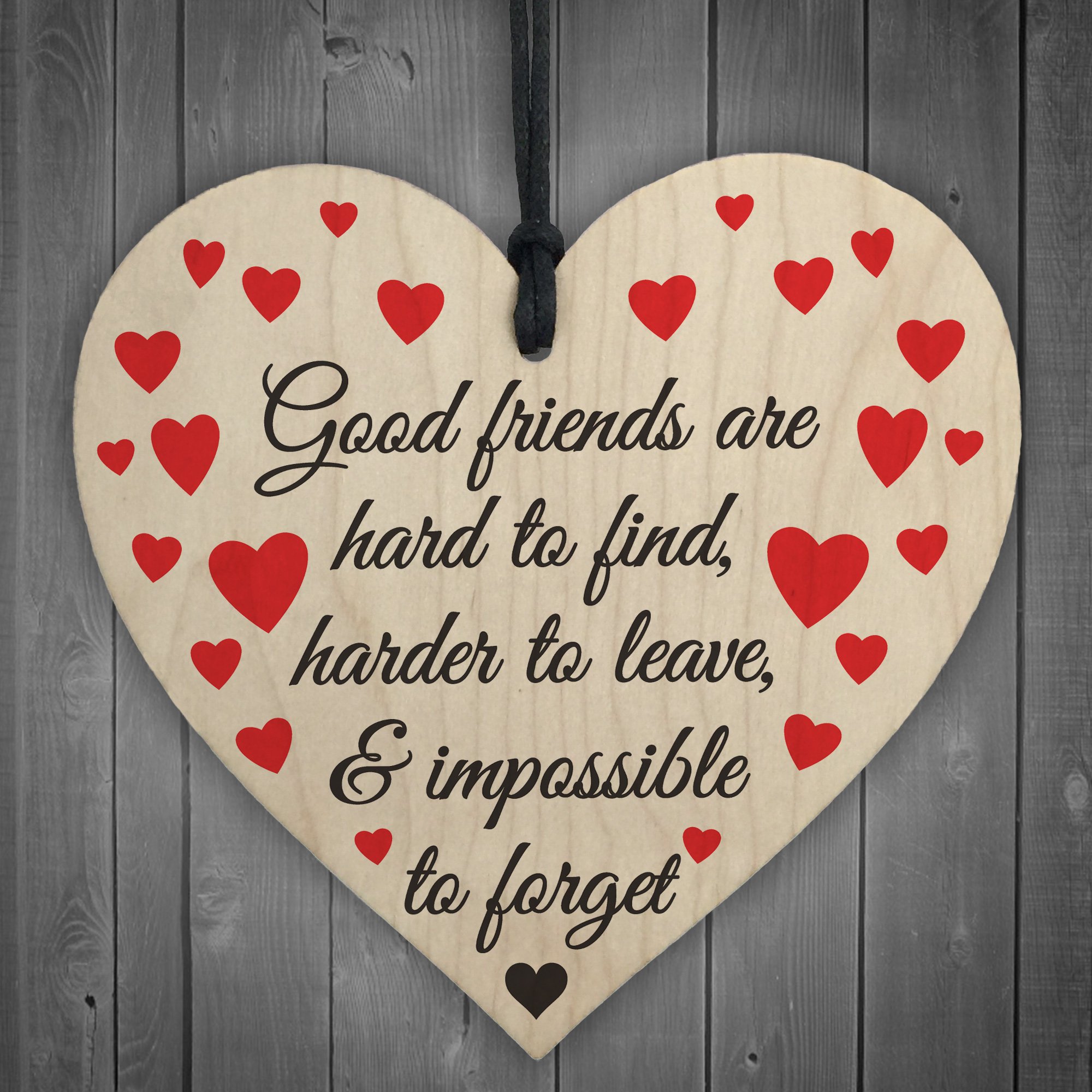 Red Ocean Good Friends Impossible To Forget Wooden Hanging Heart Plaque Friendship Best Friend Love Christmas Sign