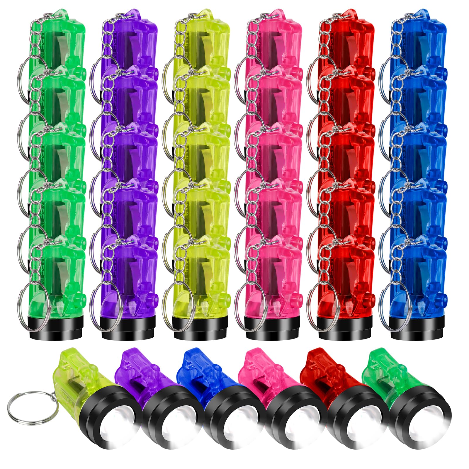 30 Mini Torce LED Portachiavi - Con Moschettoni Per Campeggio, Escursionismo, Emergenze