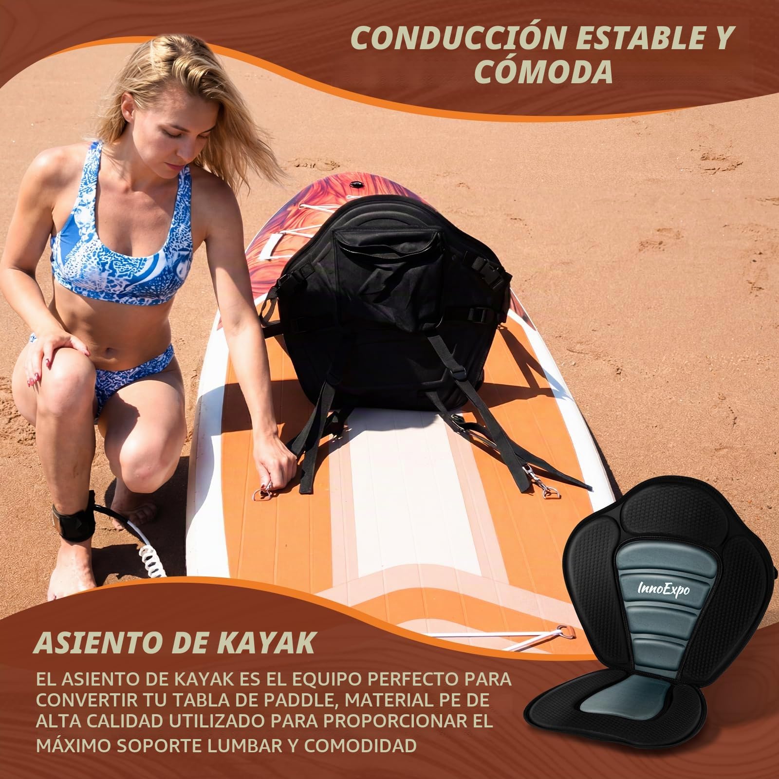 InnoExpo Tablas de remo inflables de 11 pies con accesorios de primera calidad, diseño de tabla de remo SUP ancha y estable, cubierta antideslizante y cómoda para jóvenes y adultos