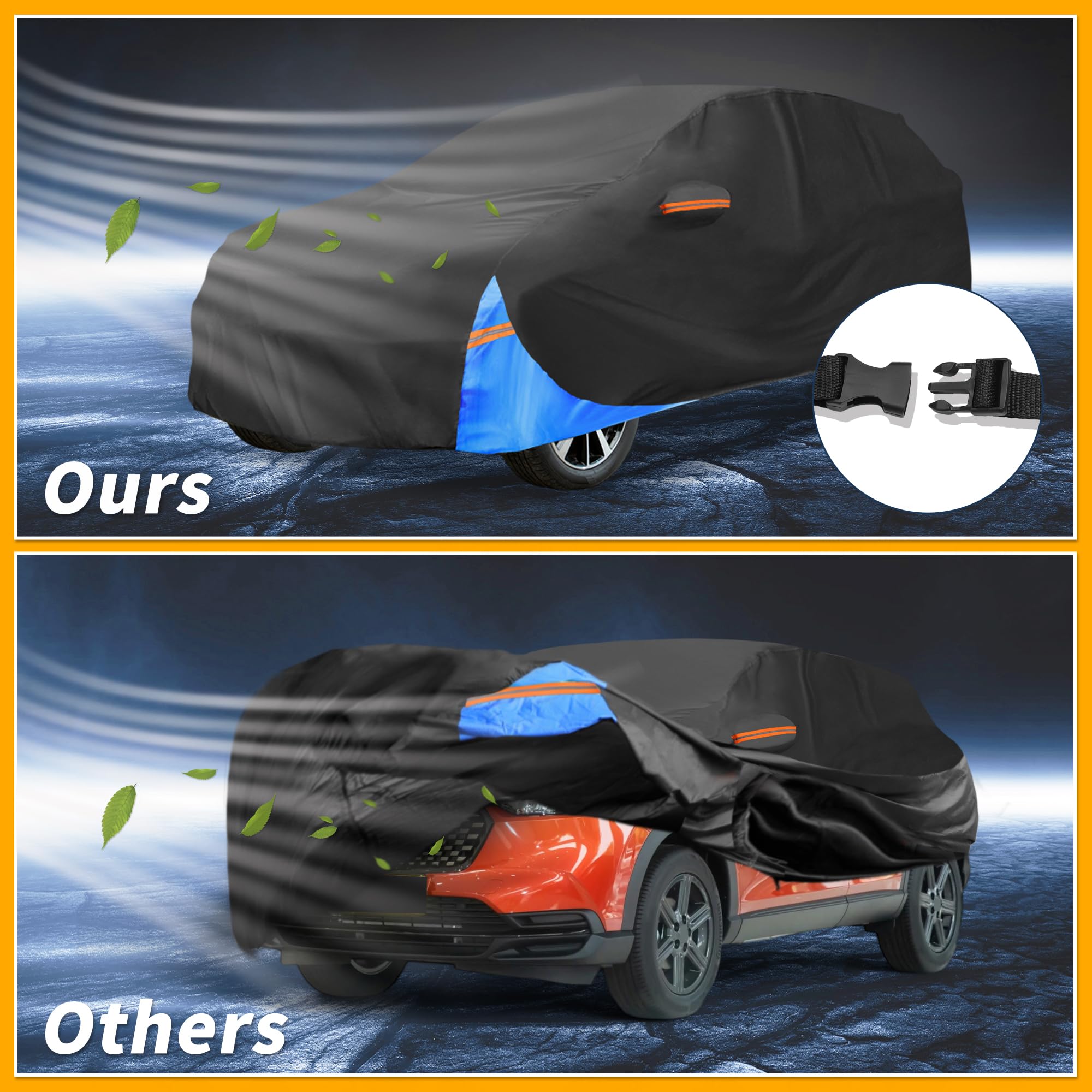 Partuto Waterproof All-Weather Car Cover For Honda CRV 7-Seater | Sun, Rain, UV Protection With Side Zippers & Reflective Stripes