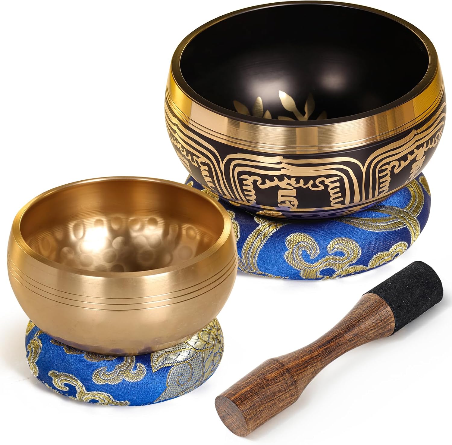 2-Pack Tibetan Singing Bowls Set - 100% Handmade in Nepal, Sound Bowl Meditation Set for Yoga, Chakra Healing, Meditation Gifts, Unique Gifts for Women