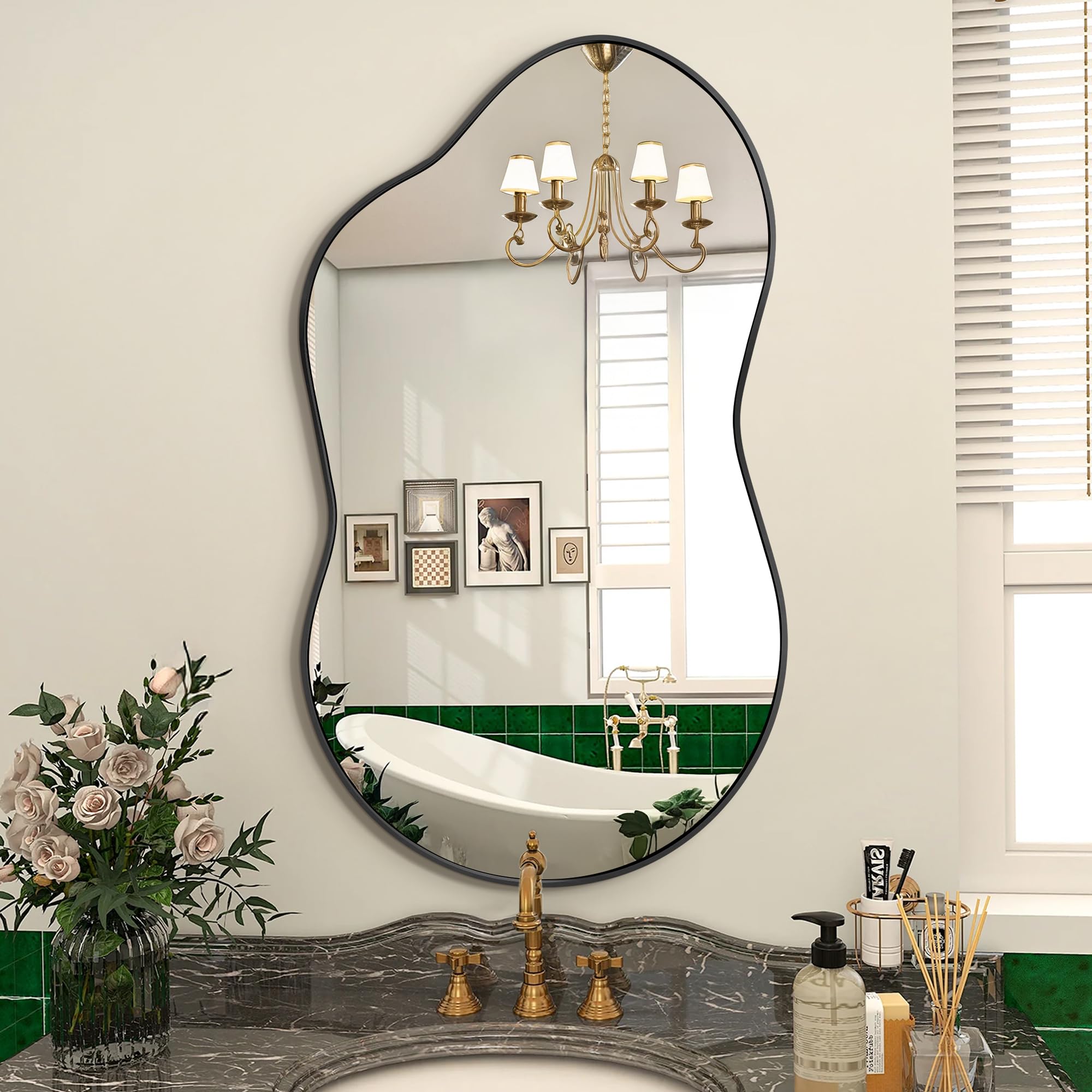 Specchio Da Parete Irregolare, Specchio Decorativo Asimmetrico con Cornice in Lega Di Alluminio Qualità Aeronautica per Bagno, Camera Da Letto, Soggiorno, Ingresso