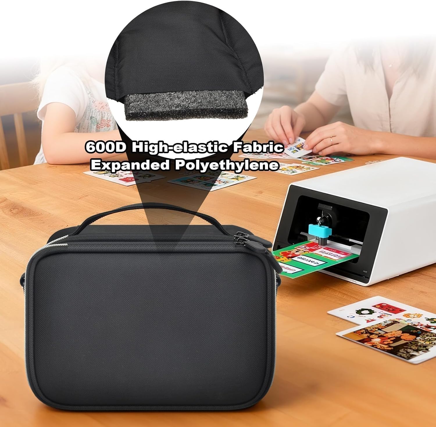SAIKA Storage Case Compatible with Liene PixCut S1 Color Photo Sticker Printer, Bag Box for Die Cutting Machine,Holder Oragnizer for Thermal Printer，All-in-One Protector Black(Case Only)