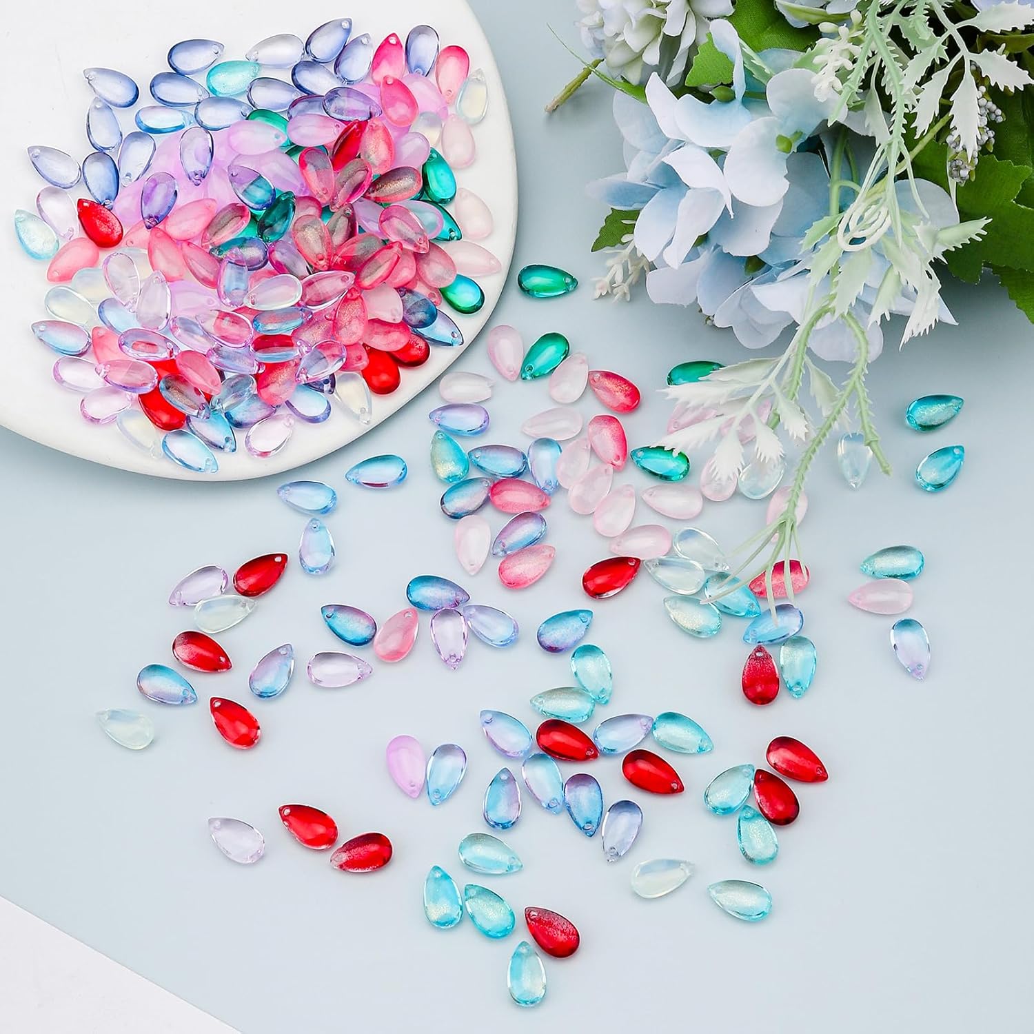 240pcs Teardrop Glass Beads 12 Colors Water Drop Crystal Glass Beads Glitter Loose Bead Charms Pendants Teardrop Crystal Bead for DIY Necklace Bracelet Earrings Making Costume Embellishments - Image 2