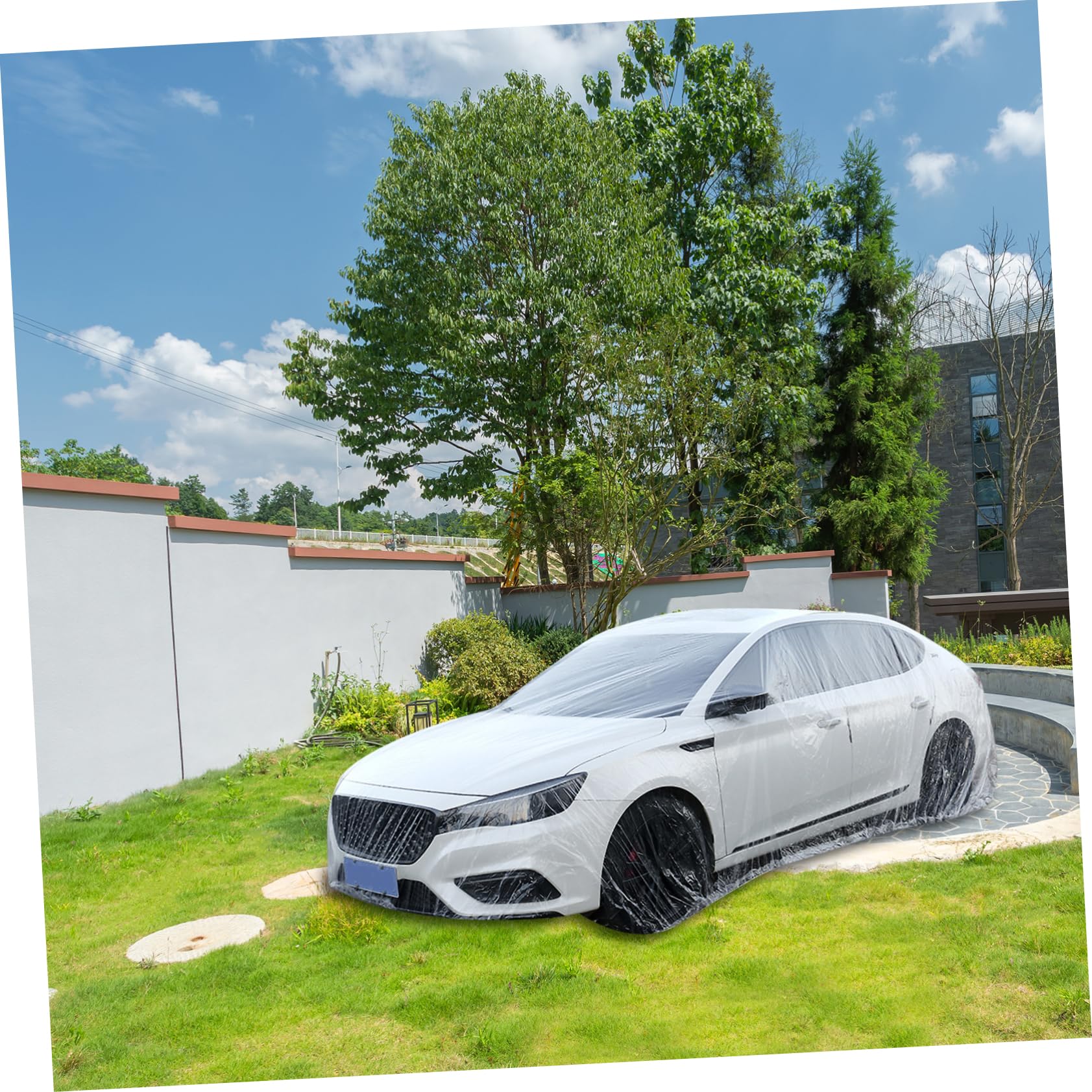 Vaguelly Outdoor Car Body Cover All-Weather Plastic Car Protector Dustproof Uv Resistant Full Coverage Rain and Sun Shield — view 4