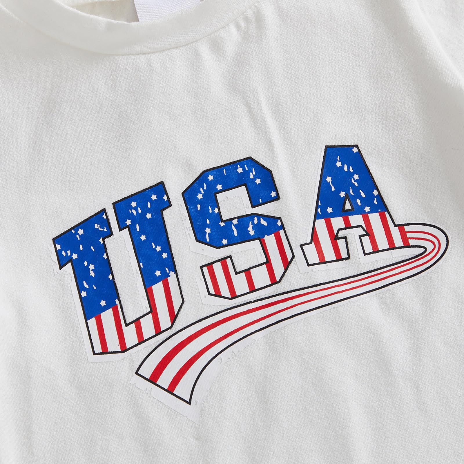 Fourth of July Baby Girl Outfit Letter Print Crewneck T Shirt Tulle Skirt Set 4th of July Toddler Girl Outfit(A-White, 2-3T)