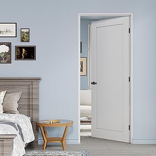 36" x 80" Prehung Door White Primed Panel Slab Doors with Jamb Kit, Solid Core MDF Interior Door for Bathroom Pantry Laundry, Easy Assemble - Right Handed