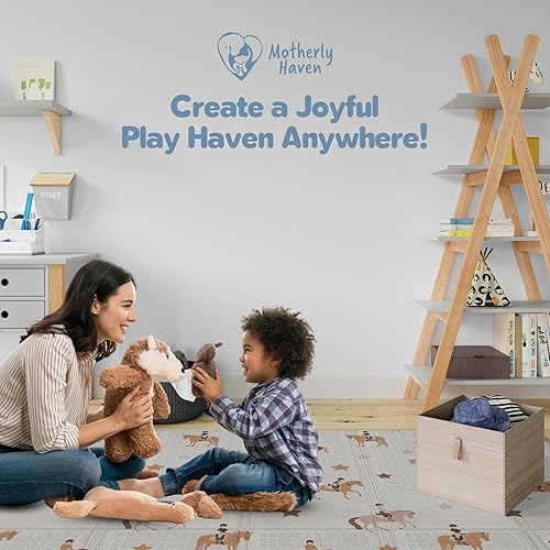 Miniatura 8 de Alfombra de juego plegable de 79 x 71 pulgadas para el suelo, tapete de juego de espuma reversible extragrande para bebés de 6 a 12 meses, tapete de