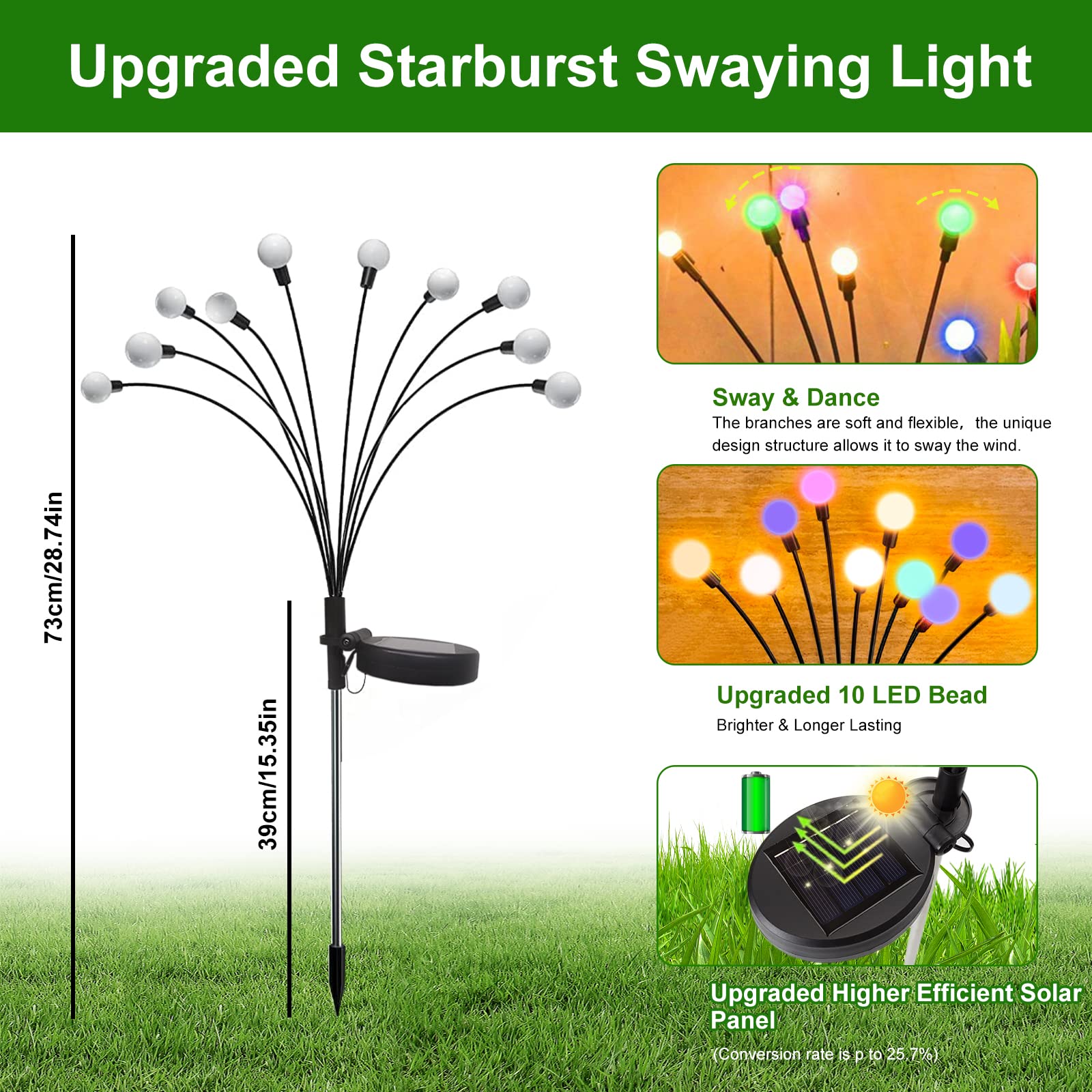 Dufuso 2 Pezzi Luci Da Giardino, IP65 Firefly Light Energia Solare