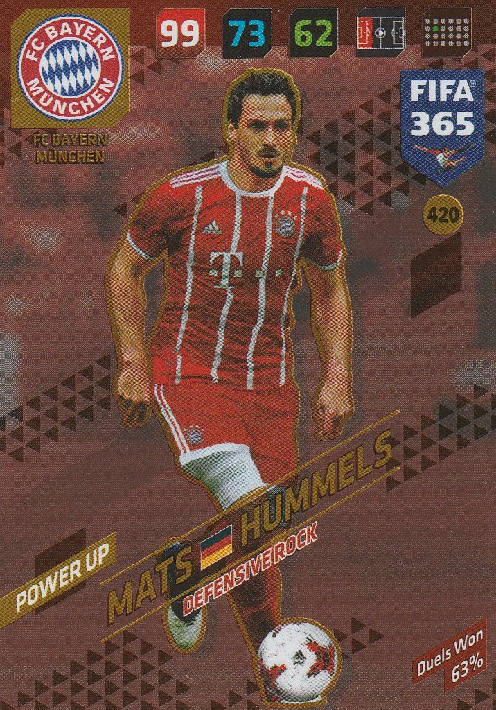 Panini Adrenalyn 2018 FIFA 365 420. Mats Hummels Bayern Munich Defensive Rock