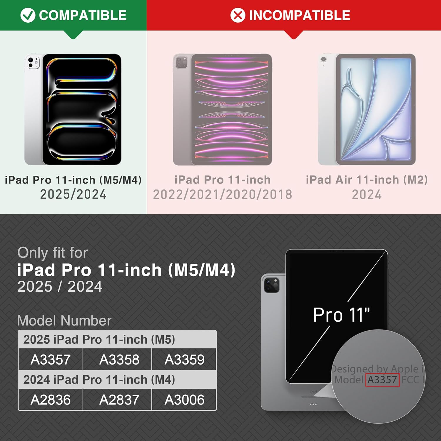 KingBlanc Case for iPad Pro 11 inch (M5 2025/M4 2024) with Pencil Holder, Vegan Leather Smart Stand Cover, Auto Sleep Wake, Support Pencil Pro/(USB-C), Viewing/Typing Angle, Durable Protection, Black - Image 2