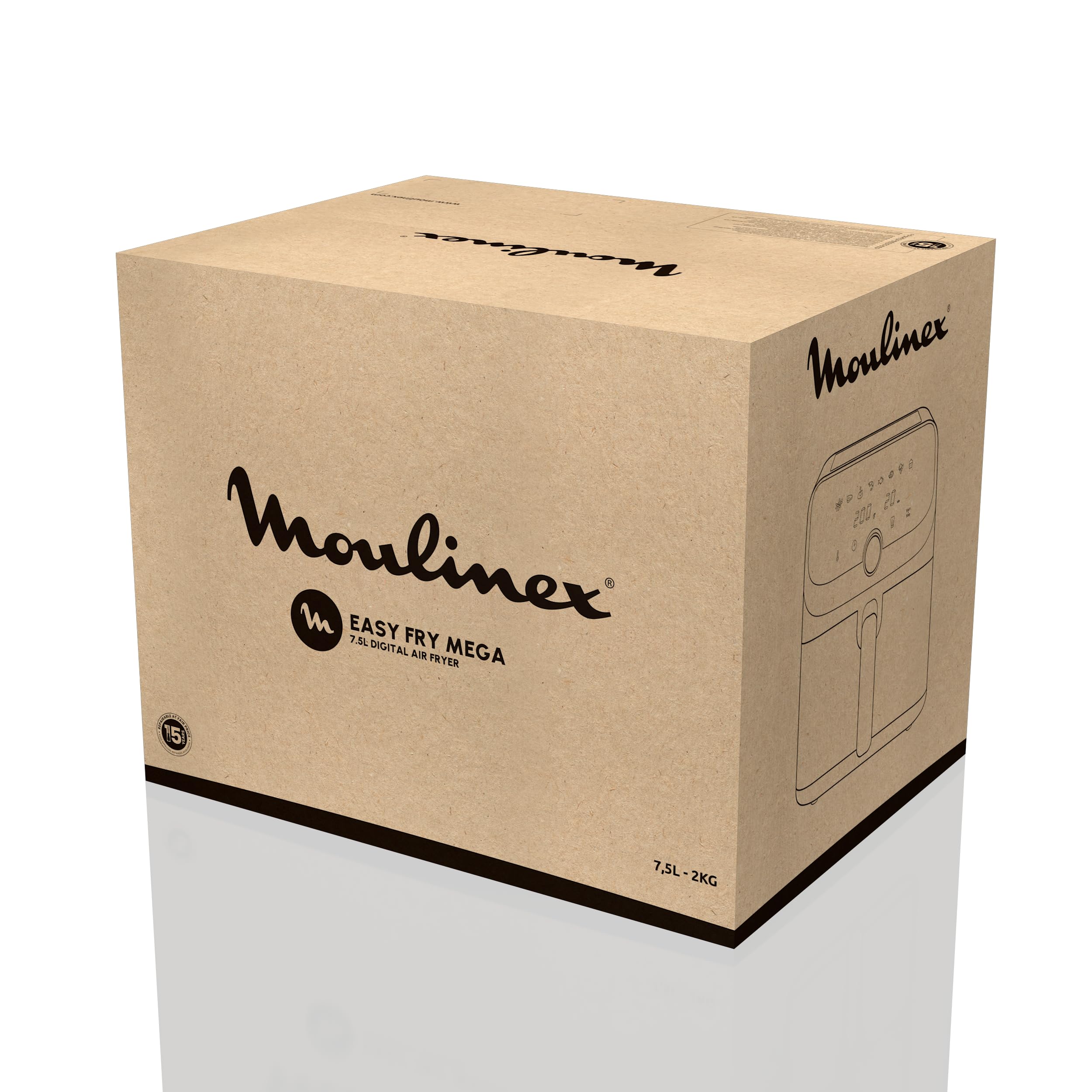 Moulinex Easy Fry Mega, air fryer compact, Mono tiroir 7.5 L, Jusqu’à 8 personnes, 8 programmes, noir EZ8558F0