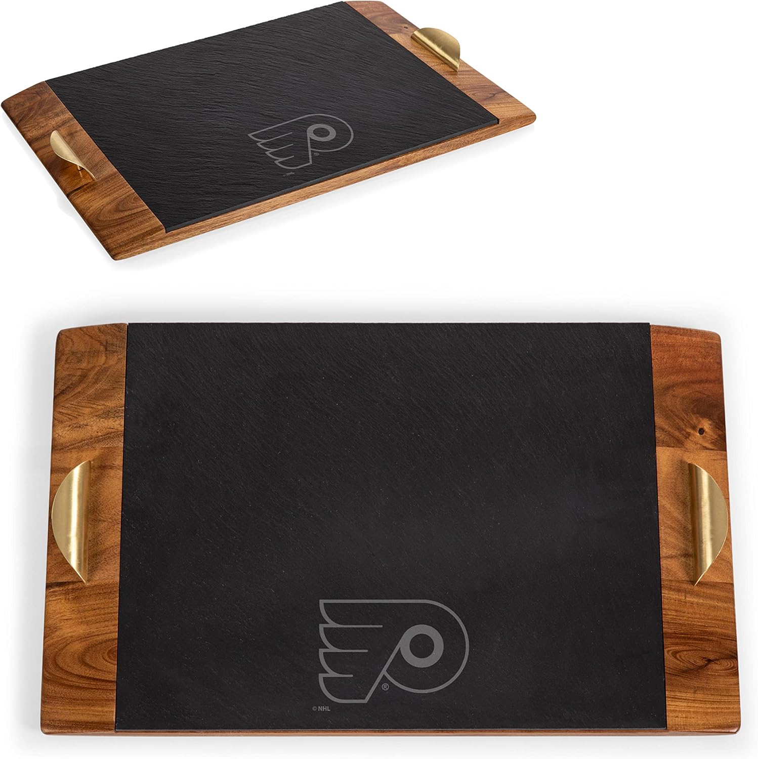 PICNIC TIME NHL Unisex-Adult NHL Covina Acacia and Slate Serving Tray, Charcuterie Board Set