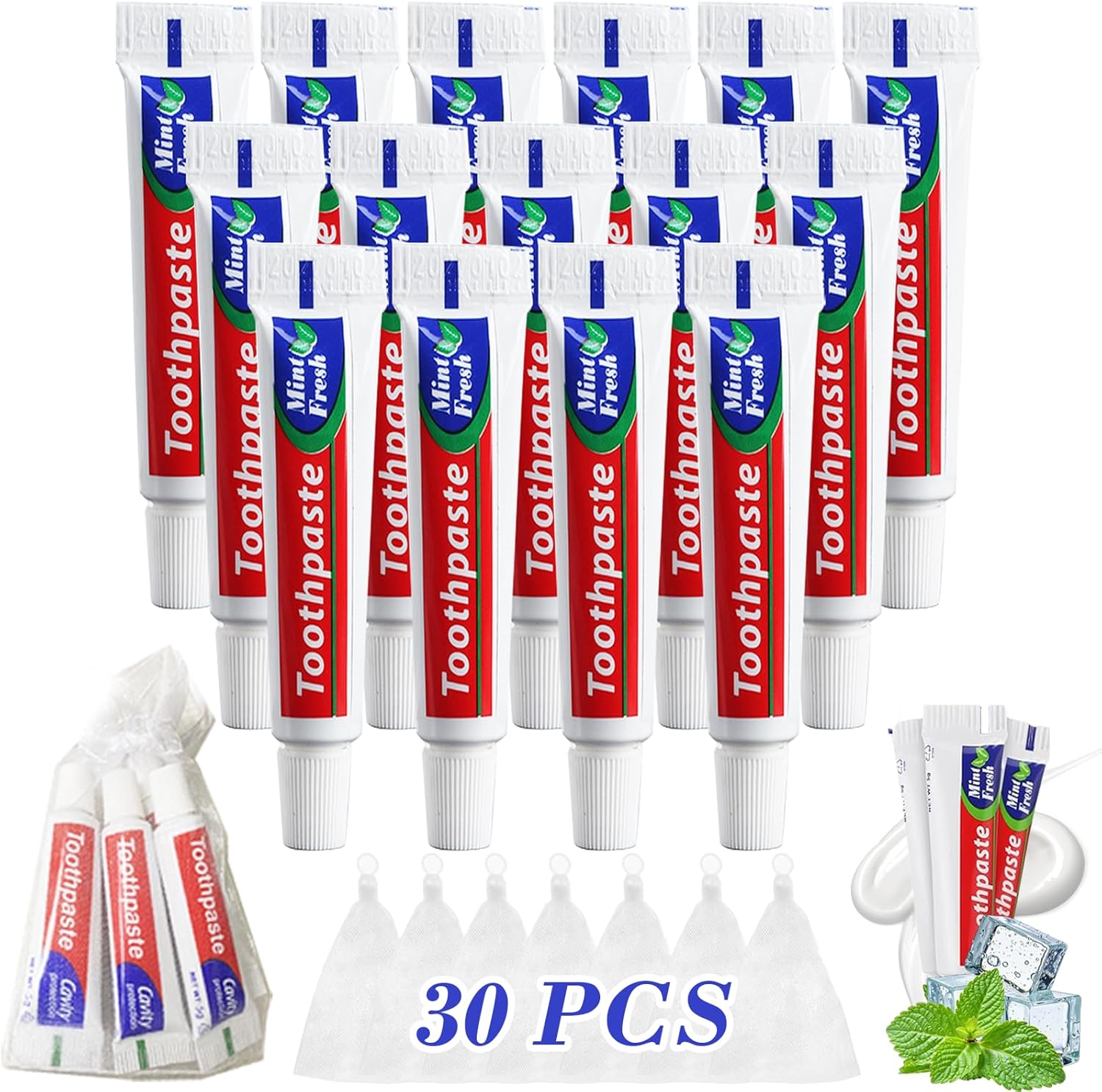 100Tubes Travel Size Toothpaste to Freshen Breath, Mini Toothpaste Bulk for Homeless Shelters, Short Business Trips, Hotel Rental Guests, Charity Church Donation, Camping Small Packs, 0.35 oz(10g)
