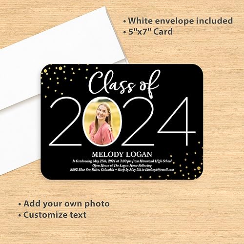 Miniatura 3 de Let's Make Memories Tarjeta fotográfica personalizada de graduación de año grande, 5 x 7 pulgadas, calidad premium (anuncios personalizados y sobres