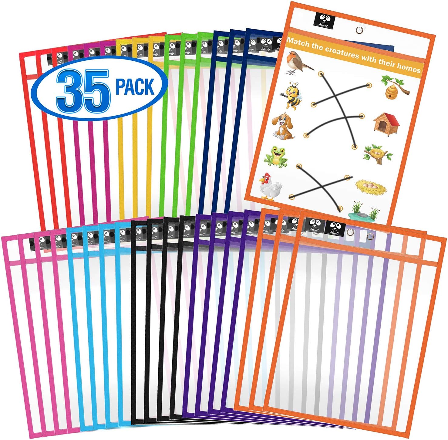 Dry Erase Pockets 35 Pack Reusable Dry Erase Pockets