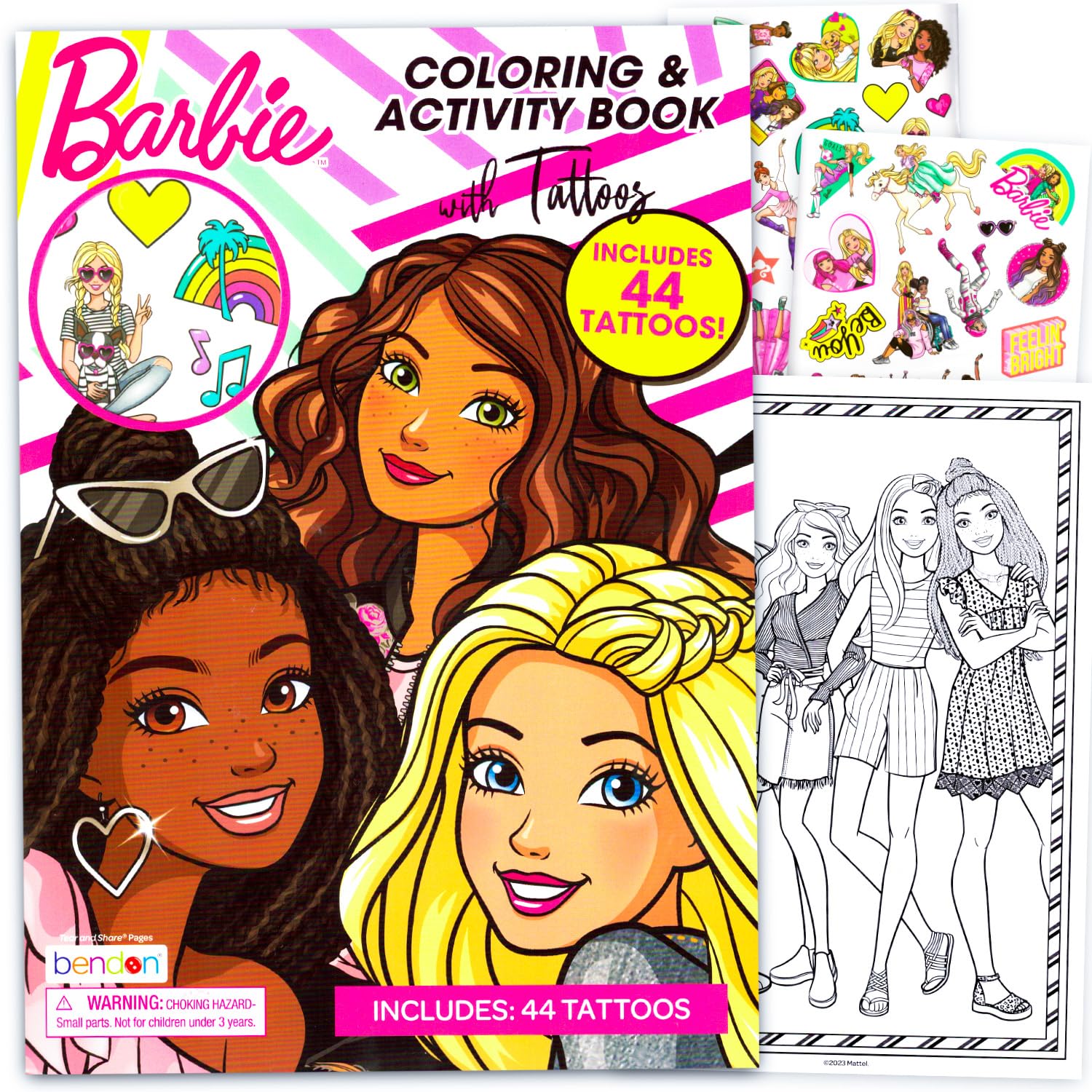 Barbie Confezione da 3 libri da colorare con adesivi, tatuaggi temporanei, altro | Confezione di forniture per feste Barbie per ragazze