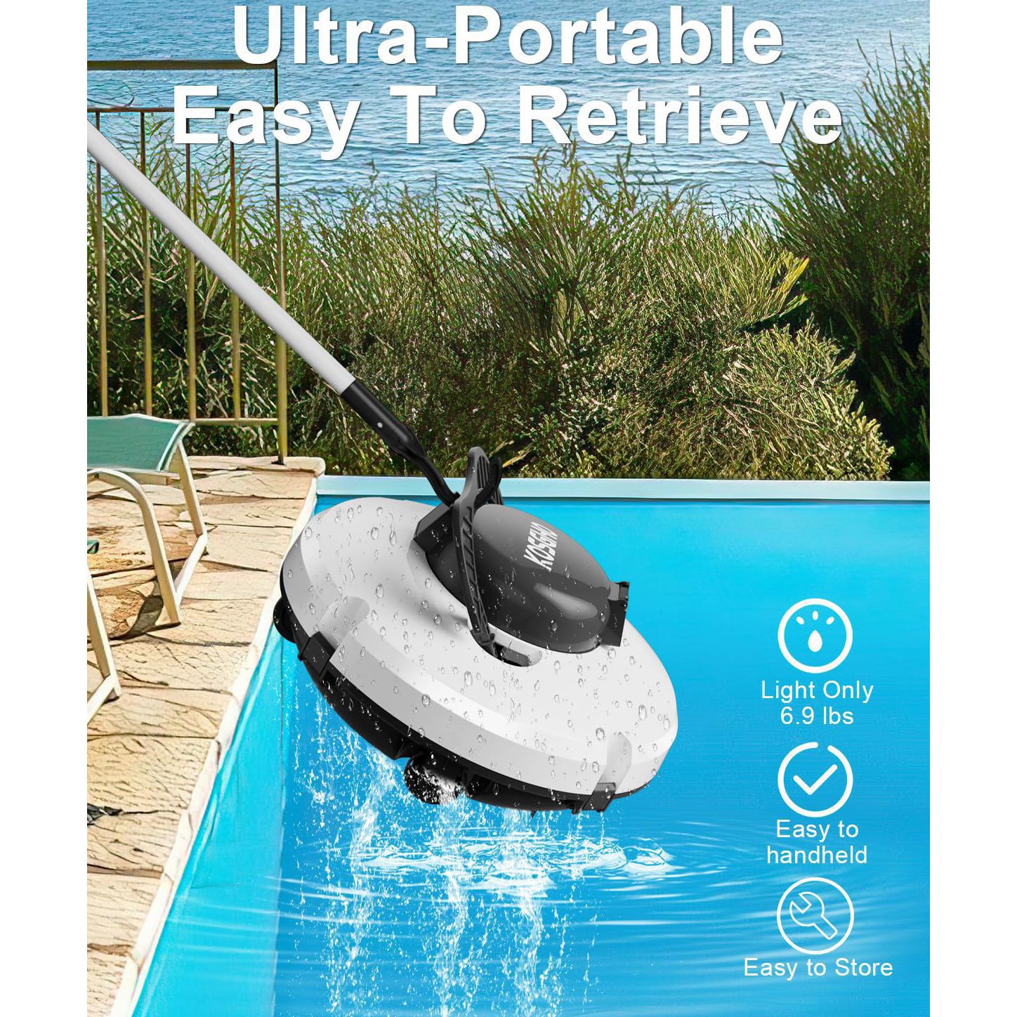 Aspirador Automático de Piscinas, Robot Limpiafondos Subacuático Trepamuros con Navegación Inteligente y Filtro de Carga Superior Ideal para Piscinas Enterradas, Dura 120 Mins