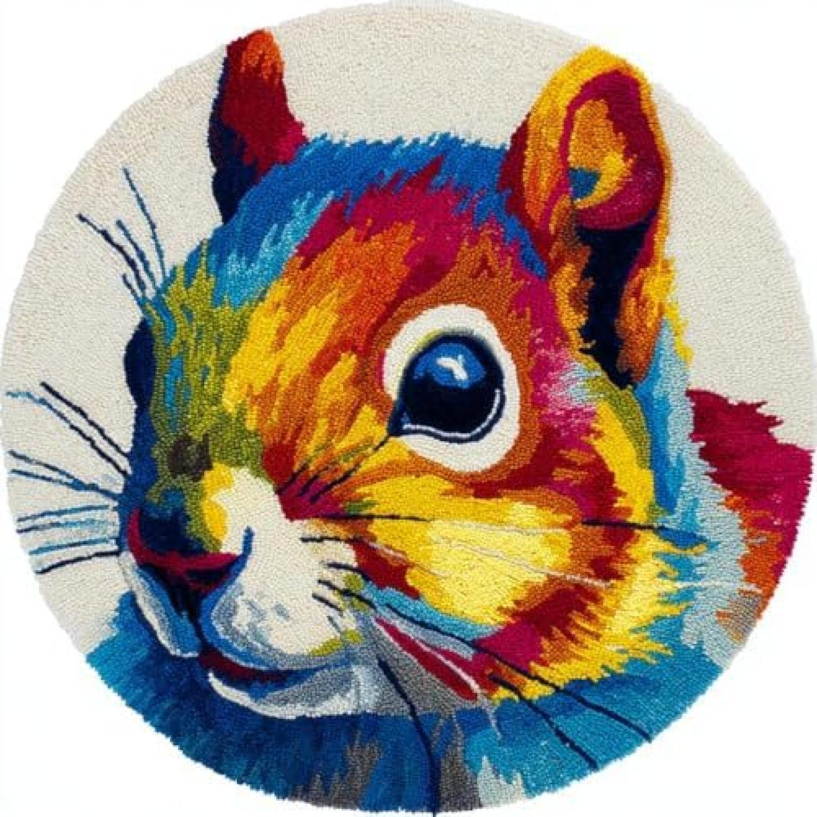 XDEGHUANGSS Latch Hook Rug Kit Squirrel Portrait Round Rug 52x52cm