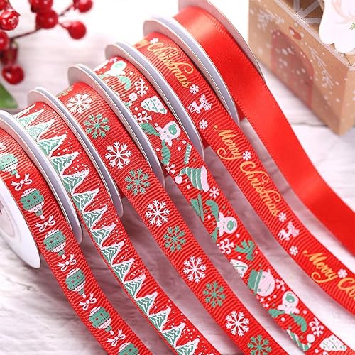 Miniatura 2 de 20 rollos de cintas de satén de Navidad de grogrén de 100 yardas de cinta de satén de 0.5 a 1 pulgada de ancho para decoración de envoltura de