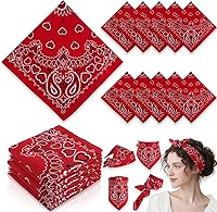 Cuffbow 12 Pack 100% Cotton Paisley Bandanas Heart Pattern 22x22 Inch Headbands for Men Women Valentine's Day Gifts