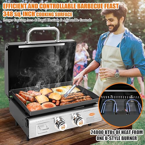 Miniatura 3 de Hisencn Plancha portátil para exteriores, mesa, encimera, cocina, portón trasero, caravana, parrilla de campamento antiadherente de 369 pulgadas