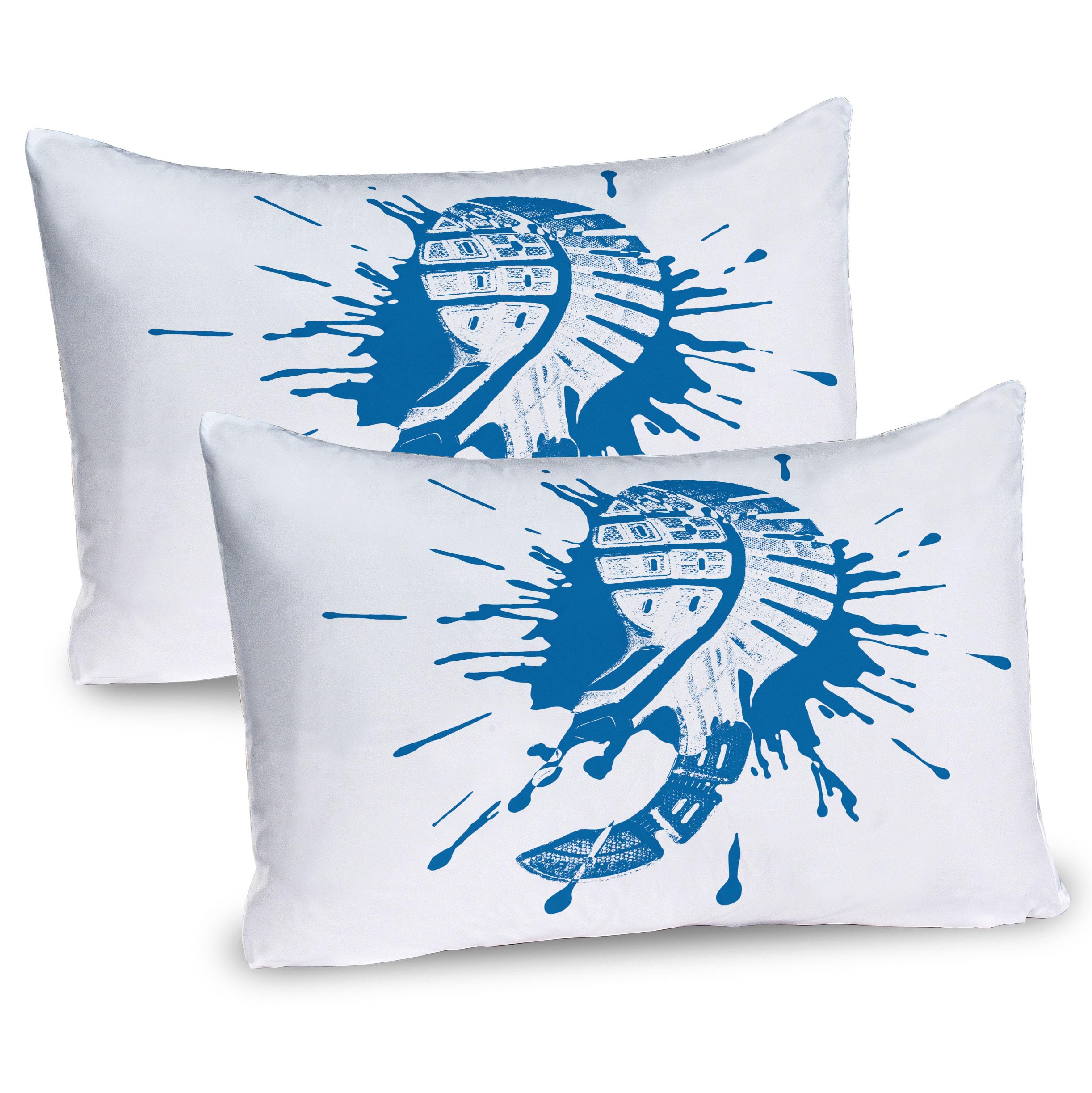 Ambesonne Running Pillow Sham Set of 2, Footwear Print Illustration with a Paint Splash Design Trainers Sole Sneakers, Quality Microfiber Bedding Item for All Seasons, 30