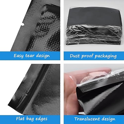 Miniatura 8 de PABCK 50 bolsas negras al vacío para almacenamiento de alimentos de 5.91 x 8.66 pulgadas, de plástico transparente texturizado, para envasado de
