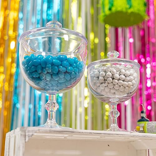 Miniatura 6 de Tarro decorativo de plástico transparente para dulces con tapa, plástico acrílico de alta calidad, sin BPA, decorativo para bodas, bufé de dulces,