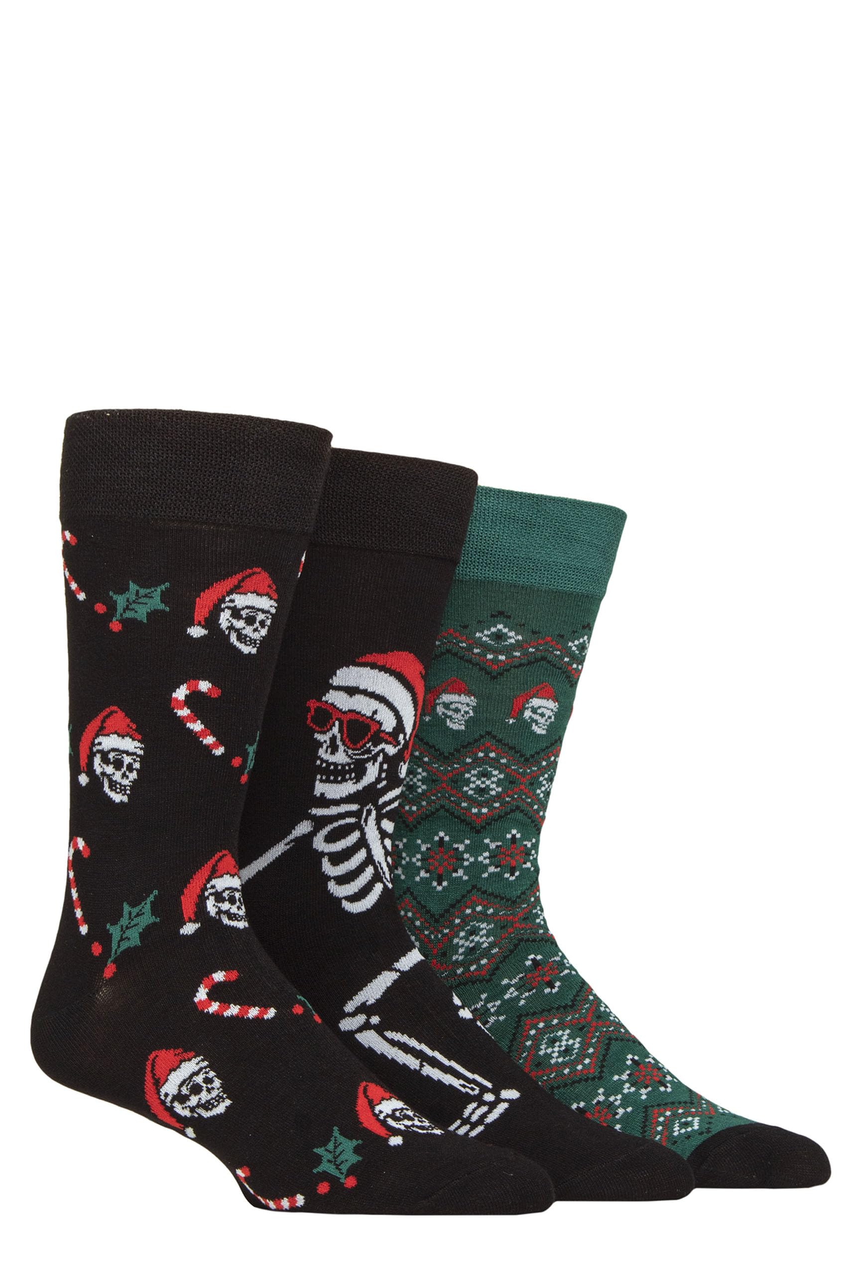 Sockshop Men's Christmas Skulls Lazy Panda Christmas Bamboo Socks Pack Of 3 (Uk, Numeric, 7, 11, Regular, Regular, )
