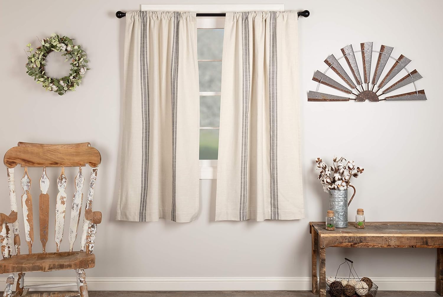 60% Off Discount Piper Classics Market Place Gray Grain Sack Stripe Panel Curtains, Set of 2, 63 Long, Farmhouse Style Curtain, Gray & Cream Striped Window Drapes π₯ Piper Classics Market Place Gray Grain Sack Stripe Panel Curtains, Set of 2, 63 Long, Farmhouse Style Curtain, Gray & Cream Striped Window Drapes