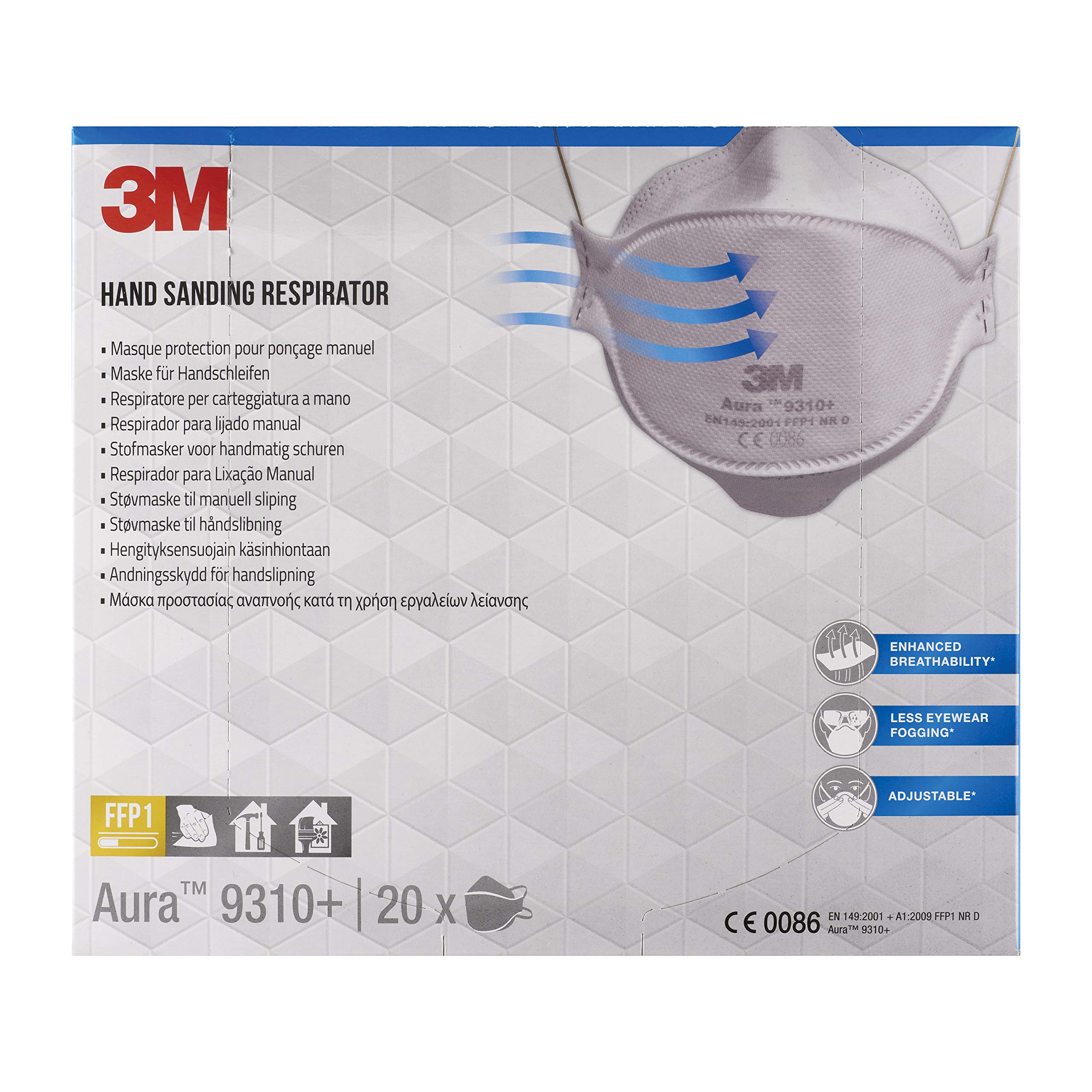 3M Aura Respirator do ręcznego szlifowania 9310+, FFP1, bez zaworu, 20/opakowanie