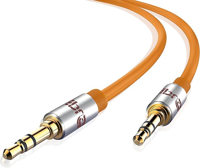 Aux Cable 1M 3.5mm Stereo Pro Auxiliary Audio Cable - for Beats Headphones Apple iPod iPhone iPad Samsung LG Smartphone MP3 Player Home/Car etc - IBRA Orange