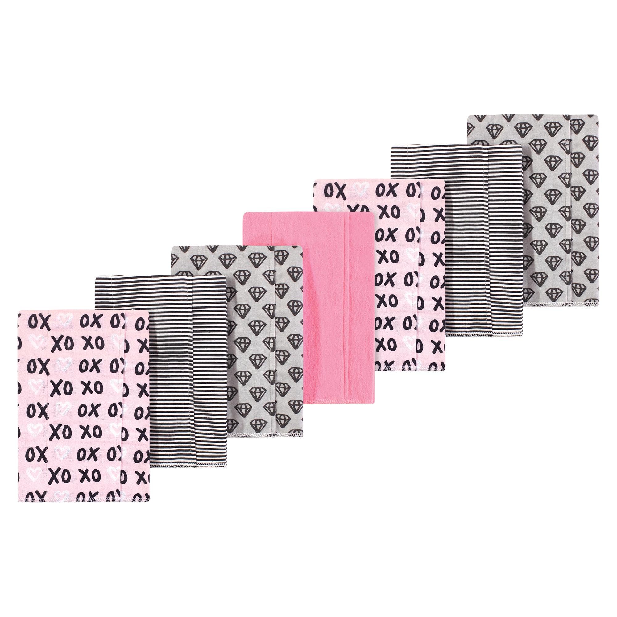 Luvable Friends Hudson Baby Flannel Burp Cloths 7pk, Sweetheart Kisses