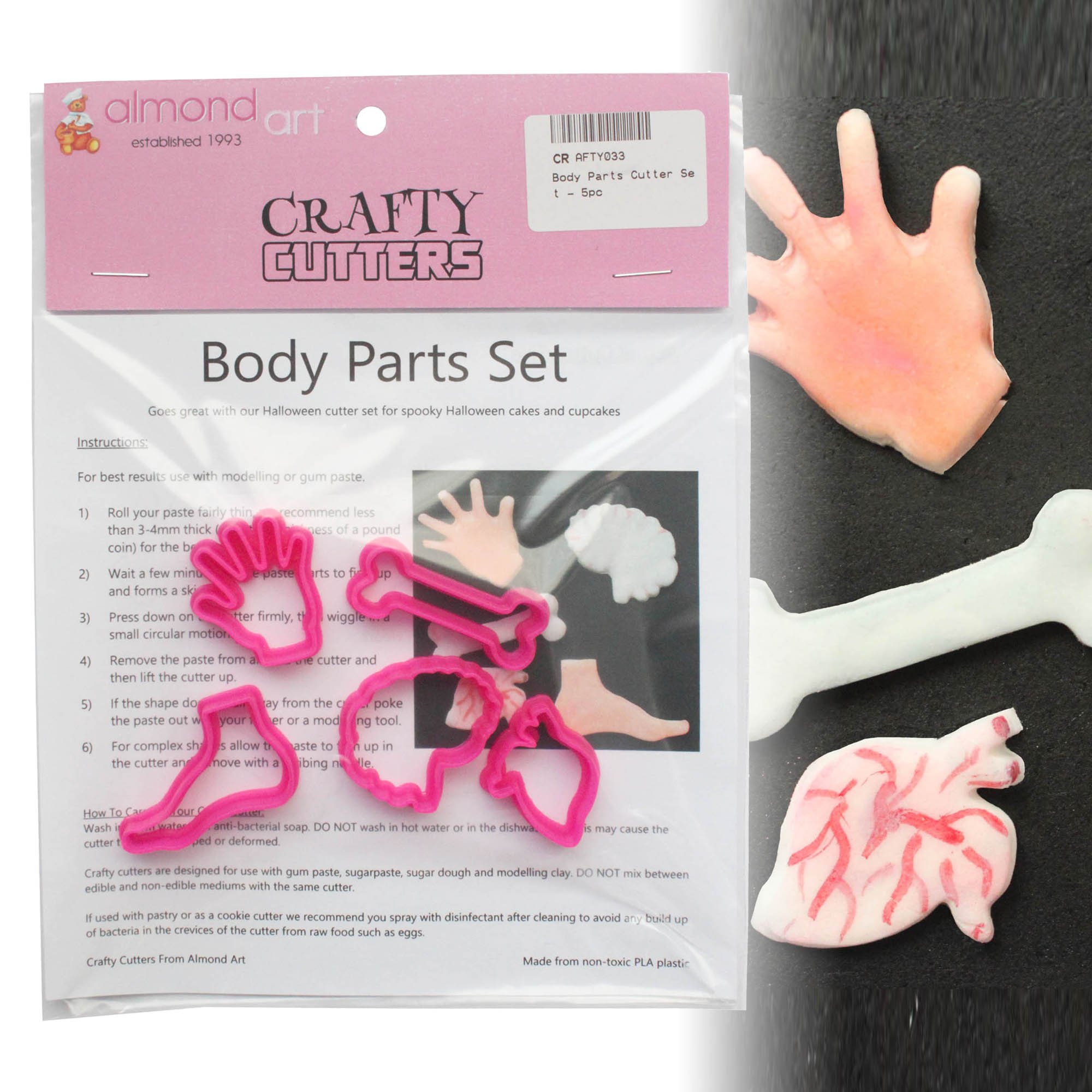 Crafty Cutters Body Parts Cutter Set - 5Pc - Cake Decoration & Cupcake Topper Cutters