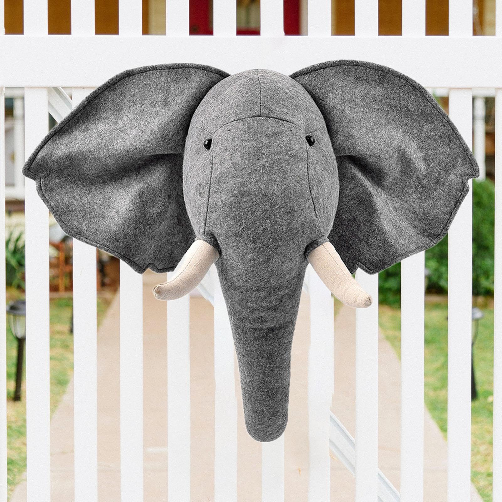 Generisch Gefüllte Elefantenkopf-Wand-,Graues Tier Gefüllte Wandbehang-Dekoration - Kinderzimmer Plüschtiere Dekorationen Baby Kinderzimmer -Wanddekoration Kreativer Schmuck
