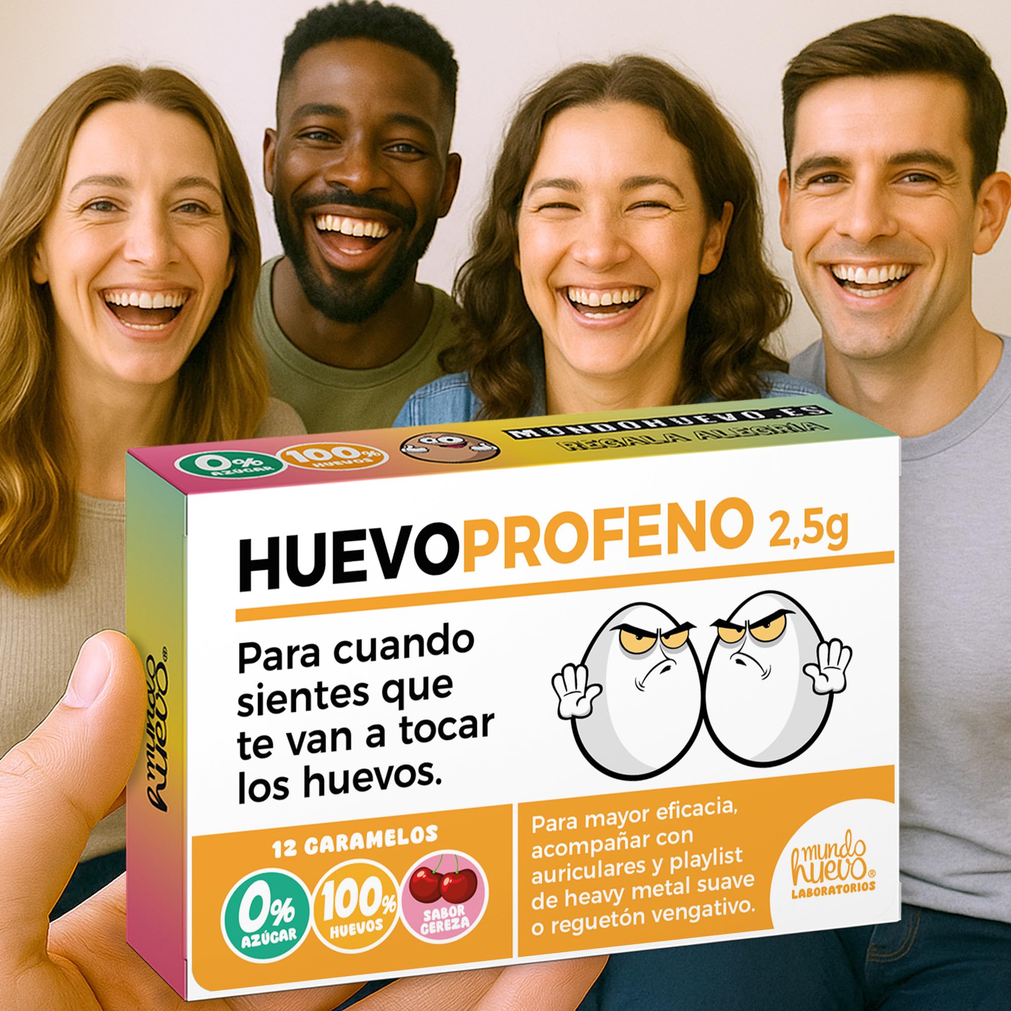 HUEVOPROFENO Caramelos de Broma sin azúcar 12 uds Caja Regalo Divertido