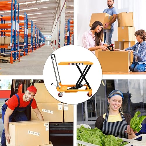 Miniatura 7 de Legines Carro de mesa de elevación hidráulica Manual Solo Scissor Cart Capacidad de 330 libras Heavy Duty 28.3 "Altura de elevación Material Handing
