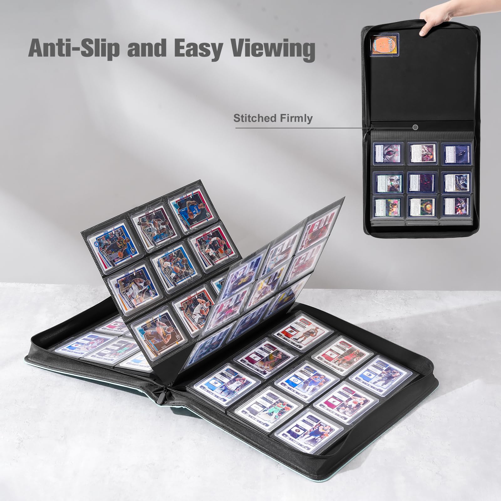 ProCase Raccoglitore Toploader Carte, Album Toploaders 324 Tasche in 3" x 4'' per Magic, TCG, Yu Gi Oh, MTG -Blu chiaro