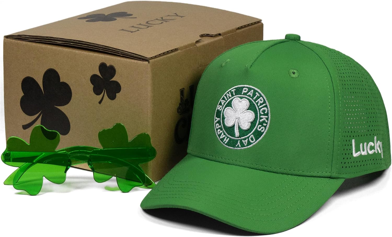 St Patricks Day Hat for Men Women, Saint Pattys Irish Accessories Gifts, Lucky Shamrock Trucker Hat